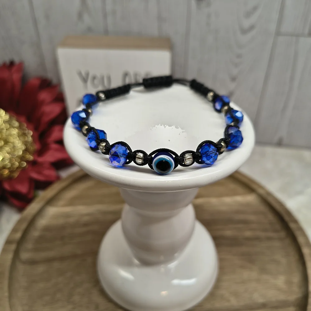 Blue Evil Eye Beaded Bracelet - Picture 5 of 5